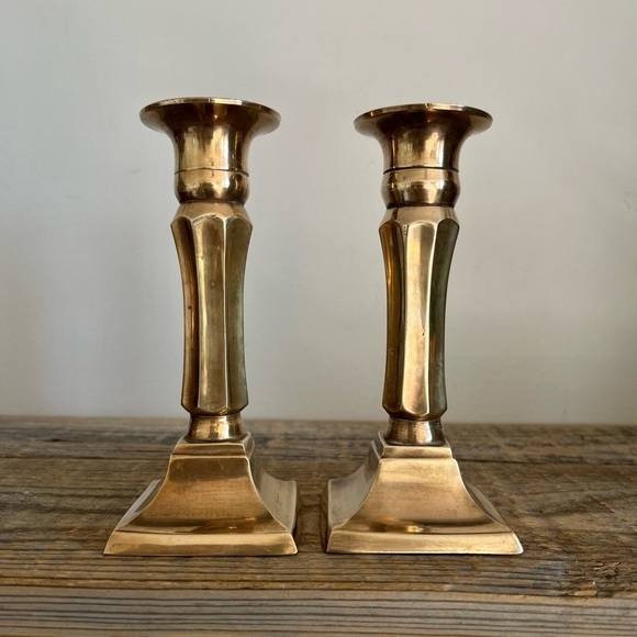 Solid brass candlesticks set of 2 - Picture 1 of 7